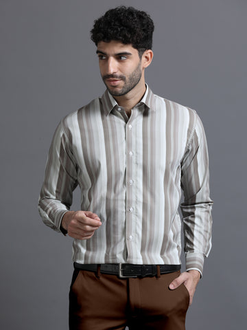 Asymmetrical Stripe Long Sleeve Shirt