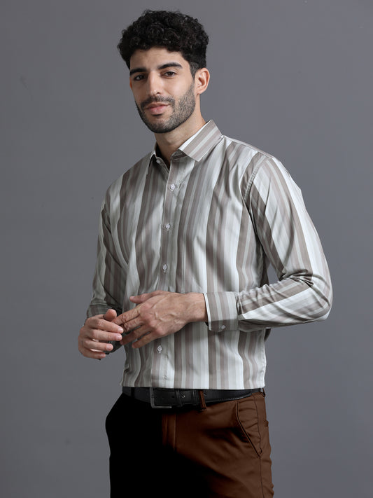 Asymmetrical Stripe Long Sleeve Shirt