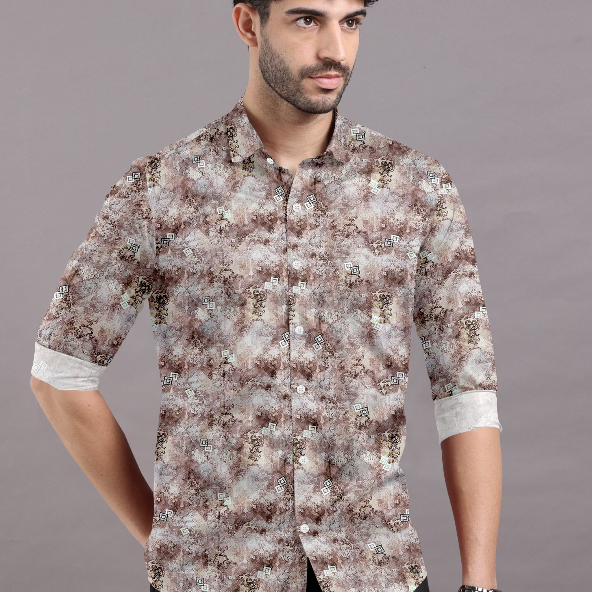 Bohemian Floral Printed Premium Cotton Shirt