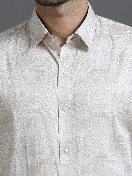 Bianco Geometrico Printed Shirt