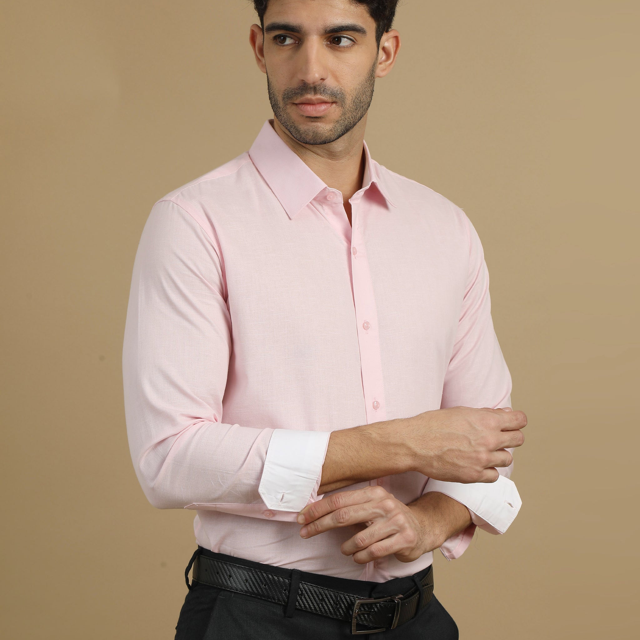 Pale Pink Subtle Sheen Super Soft Premium Linen Cotton Shirt