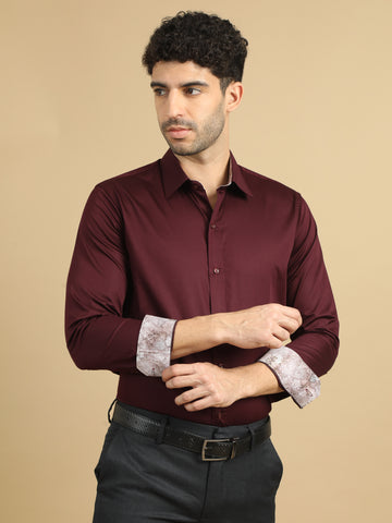 Wine Berry Subtle Sheen Super Soft Premium Satin Cotton Shirt