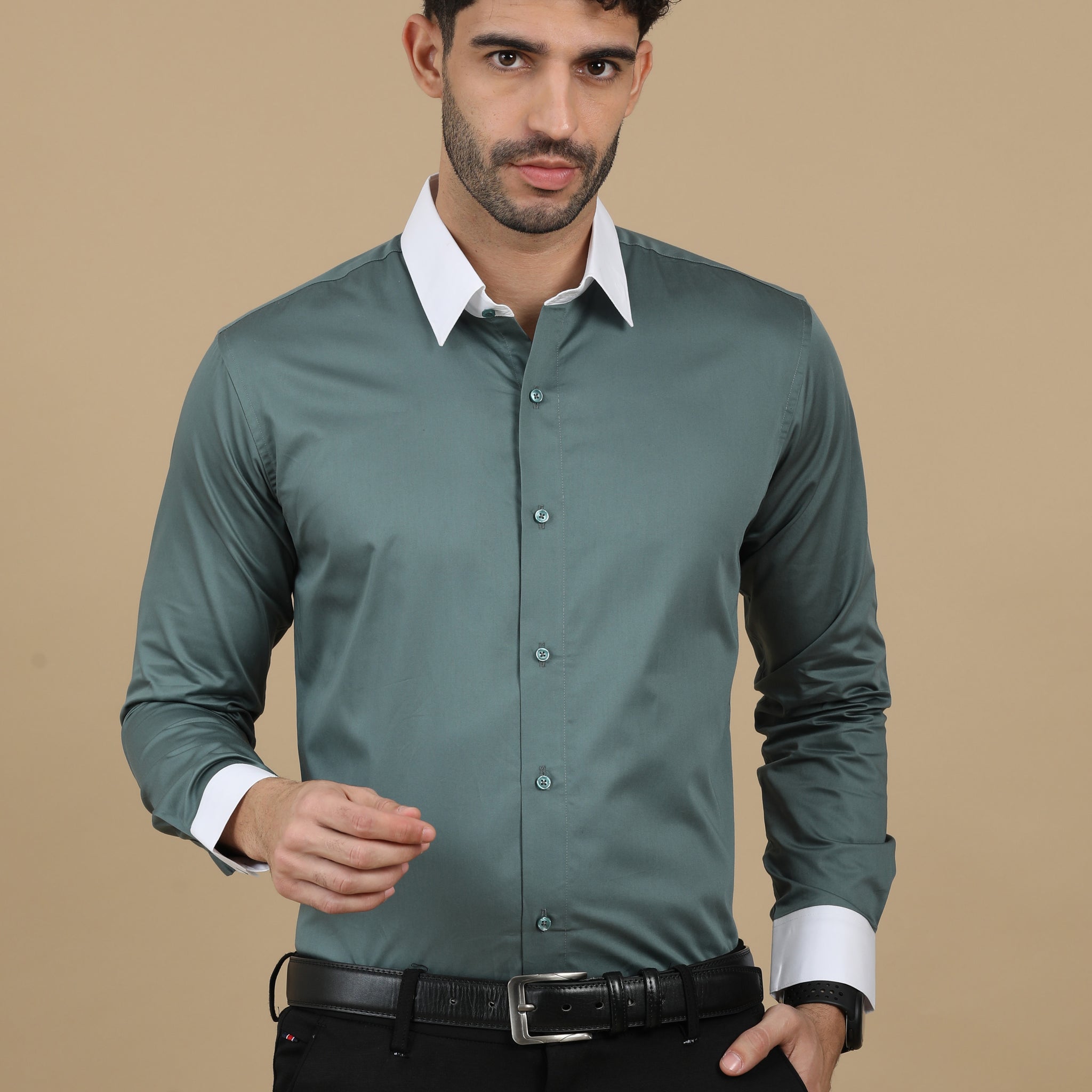 Steel Grey Subtle Sheen Super Soft Premium Satin Cotton Shirt