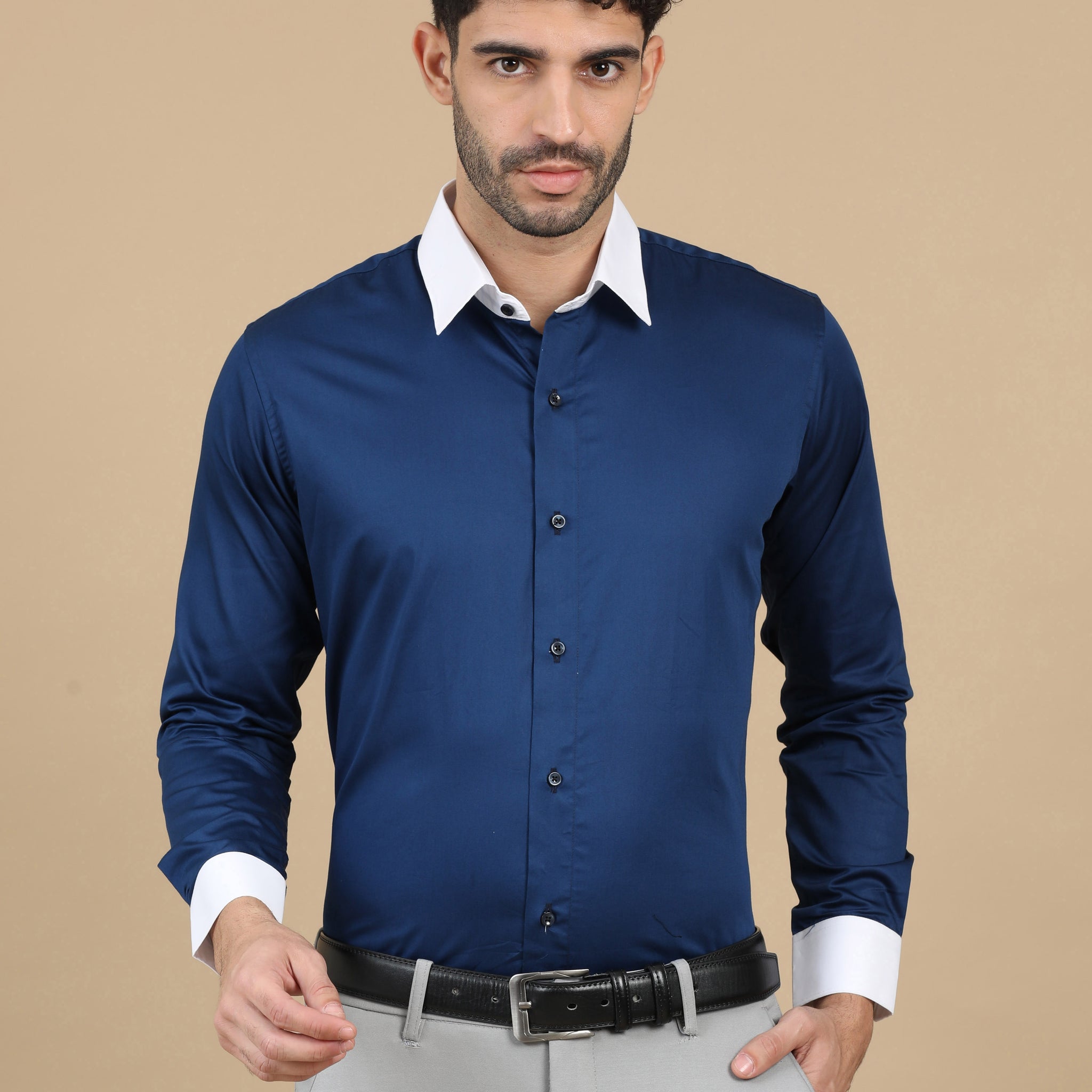 Royal Blue Subtle Sheen Super Soft Premium Satin Cotton Shirt