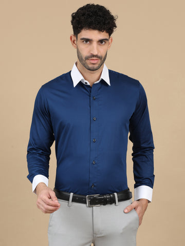 Royal Blue Subtle Sheen Super Soft Premium Satin Cotton Shirt