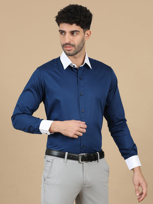 Royal Blue Subtle Sheen Super Soft Premium Satin Cotton Shirt